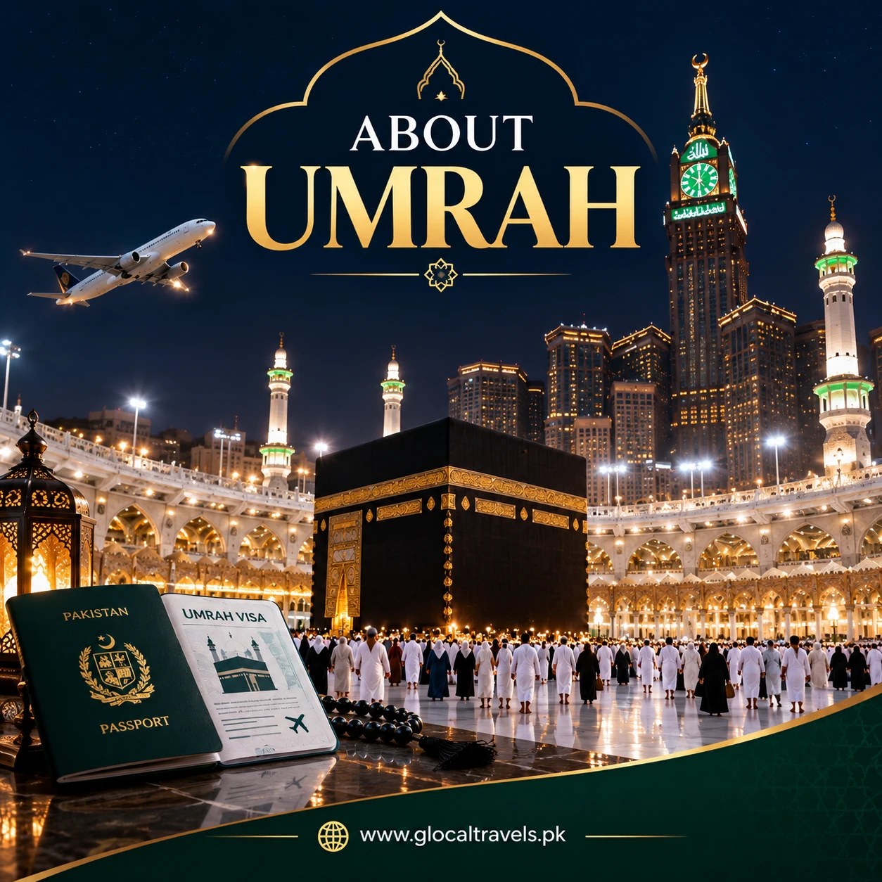 Umrah Packages from Pakistan - Kaaba and Umrah pilgrimage at night