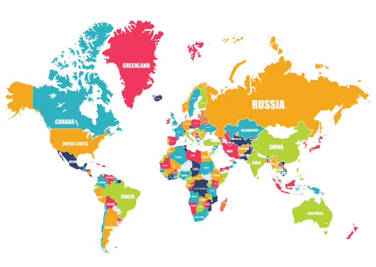 World map showing international visa destinations by Glocal Travels